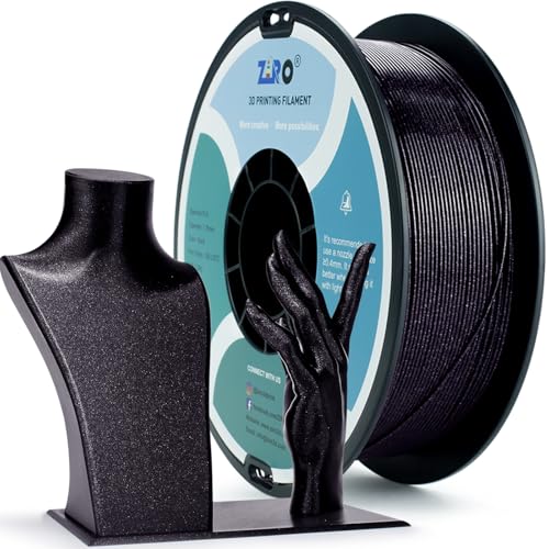 ZIRO Diamond Series Filament, Shiny Sparkle PLA with Glitter, 1KG Black - color: Diamond-black