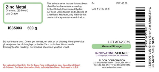 ALDON Innovating Science Lab-Grade Granular Metal Zinc, 20 Mesh, 500g - The Curated Chemical Collection