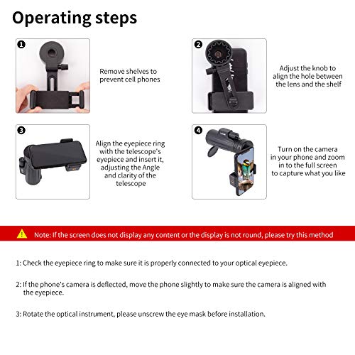 Universal Cell Phone Photography Adapter- LUXUN Smart Phone Adapter Mount-Quick Smartphone Adapter Holder Clip Bracket for Binoculars Telescope Monocular Spotting Scope Microscope Accessories