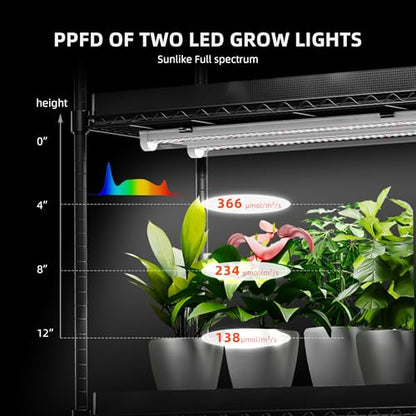 Spider Farmer 6 Tier Plant Shelf with Grow Lights Indoor Greenhouse Tent - size: L-43x16x71in