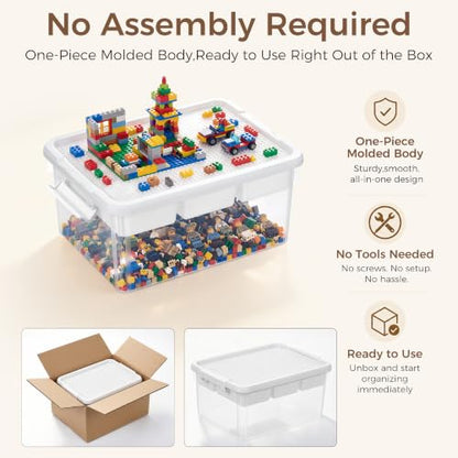 Citylife 17 QT Plastic Storage Box Building Baseplate Lid Removable Tray - size: 1 Pack-17 QT