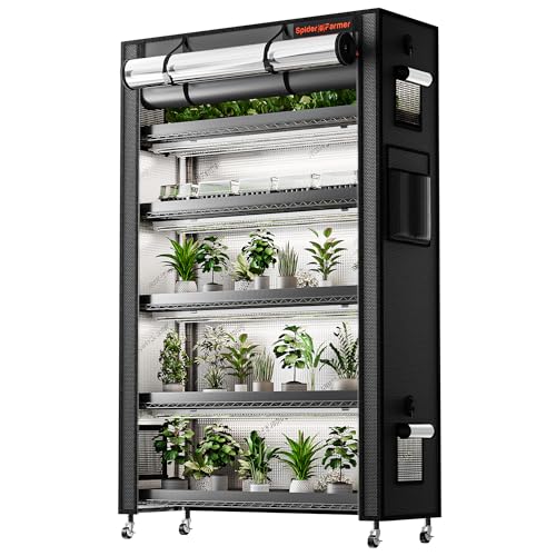 Spider Farmer 6 Tier Plant Shelf with Grow Lights Indoor Greenhouse Tent - size: L-43x16x71in
