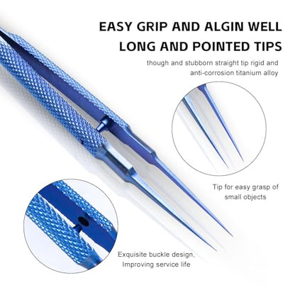 4.25'' Micro Precision Tweezers Small Titanium Tweezers with Fine Tip Anti-magnetic Tweezers for Soldering Electronics Work Watch Jewelry Making