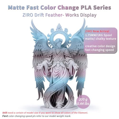 ZIRO 3D Printer Filament, Fast Color Change, Matte PLA 1KG, Drift Feather - color: Drift Feather (Matte)