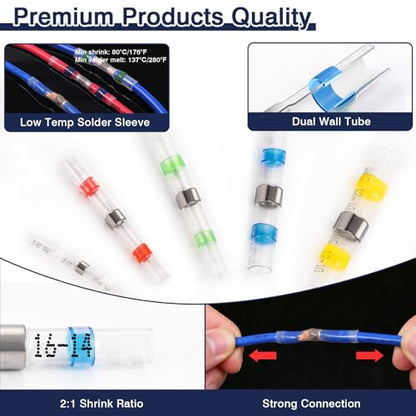 ZQZ 540Pcs Solder Heat Shrink Wire Connectors Kit Solder Stick Terminals - size: Solder Seal