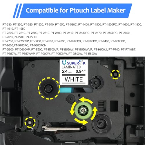 USUPERINK 10 Pack 24mm 0.94 Laminated White Tape Compatible for Brother P-Touch Label Maker Tape TZe-251 24mm Label TZe251 1 Inch TZe TZ Tapes TZ-251 TZ251 for PT-D600 D610BT P700 P750W P950NW P710BT - size: 1'' (24mm)