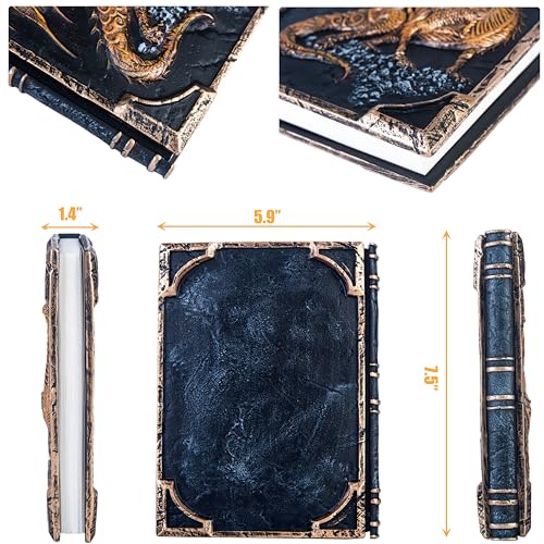 Handmade Flying Dragon Embossed Journal,Resin Engraving Notebook,Lined Paper,Hardcover Travel Notepad for Writing,Sketchbook,Collection,Gift,Decoration Diary for Man Woman A5 Size (New golden flying dragon) - color: New golden flying dragon