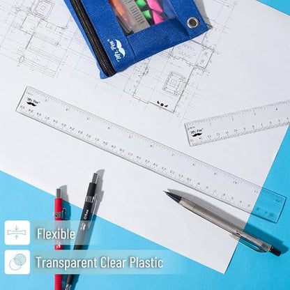 Mr. Pen- Plastic Rulers, 24 Pcs, 6 Inch & 12 Inch, Easy-to-Read Markings - color: Clear, size: 12 Pack 12 Inch and 12 Pack 6 Inch