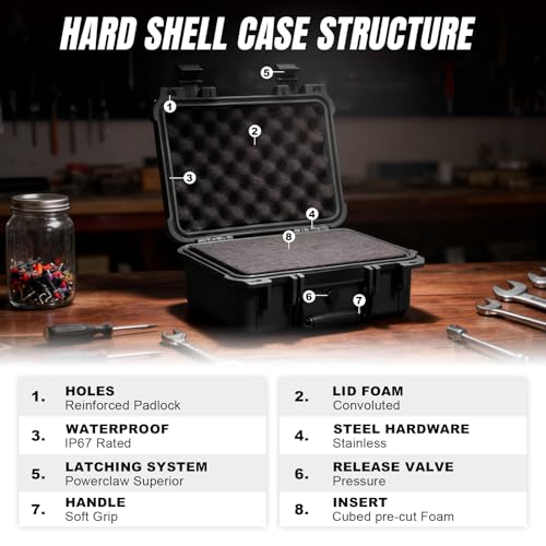 Jack Boss 13.6X11.4X6 Inch Hard Case, Portable Weather Waterproof Protective Camera Case with Customizable Foam, Foam Case Fit Use of Drones, Camera, Equipments, Black,upgraded (Pack of 2) - color: Black, size: 13.6x11.4x6 in (Pack of 2)