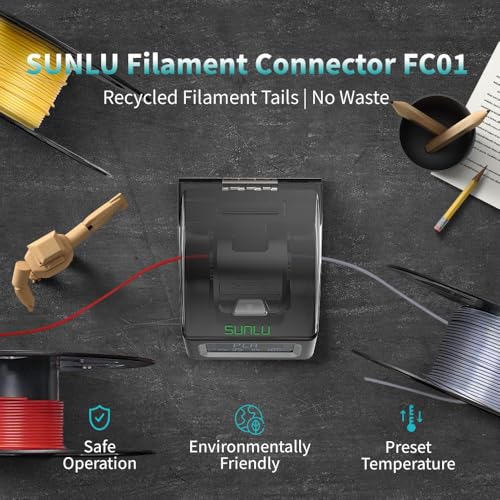 SUNLU Filament Connector, Filament Splicer with 200Pcs PTFE Sleeve for 3D Printer Filament 1.75mm, Fast Heating Up to 240°C, Compatible with PLA PETG TPU ABS PA Nylon - style: Filament Connector - 200pcs Ptfe