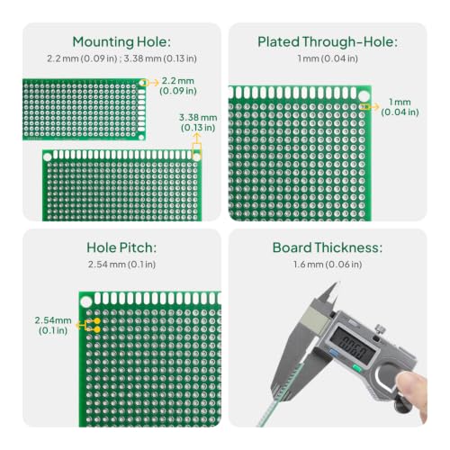 ELEGOO 32Pcs Double Sided PCB Board Prototype Kit for DIY Soldering