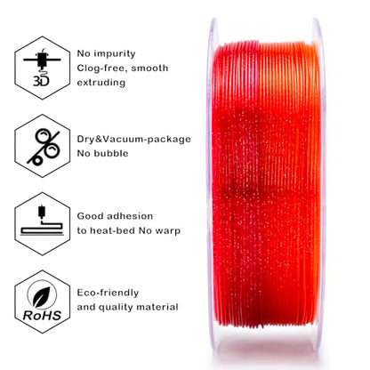 ZIRO 3D Printer Filament, Fast Color Change Twinkle Effect 2.2lbs, Rose - color: Rose