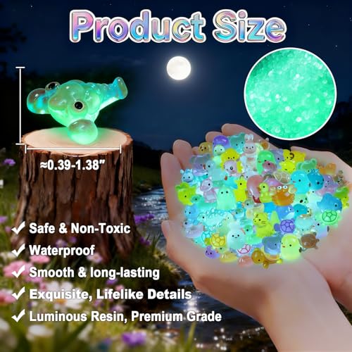 Zerobe Glow in The Dark Mini Resin Animals: Desk Figures (82-Pack) - size: 82pcs