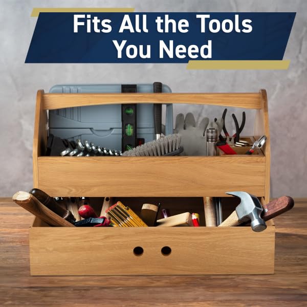 Kings County Tools Wood Tool Box with Handle and Drawer, 22”