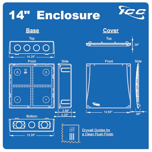 ICC 14-Inch Structured Wiring Enclosure Kit with Cover, White, 1-Pack - color: Voice/Data/Video Combo, size: 14-inch