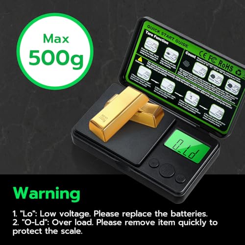 Mcbazel Digital Pocket Gram Scale 500g x 0.01g High Precision Mini Kitchen Scale with LCD Display for Food, Jewelry, Coin, Coffee, Grains, Powder Medicine