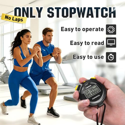 2 Pack Digital Simple Silent Stopwatch Timer: Basic Stopwatch Only