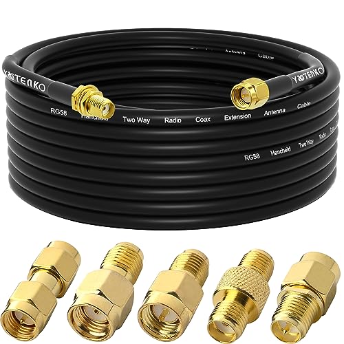 33FT RG58 SMA Male to Female Antenna Extension Cable + 5PCS Adapter - color: SMA Cable + 5pcs SMA Connectors, size: 32.8FT