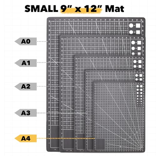 Mandala Crafts Self-Healing Black Gray 9" x 12" A4 Cutting Mat for Sewing - color: Black, size: 9 x 12 Inches Mat