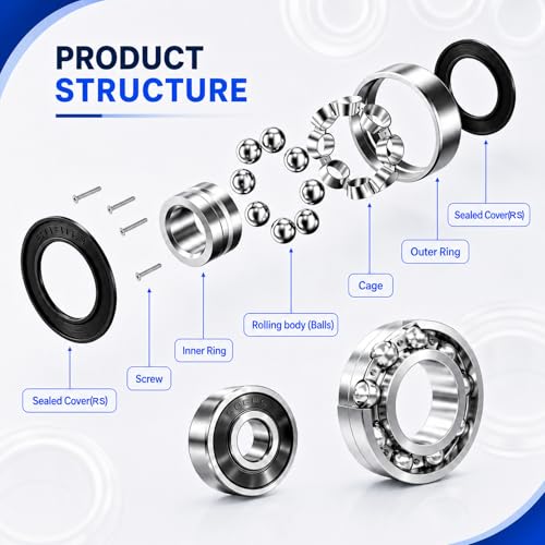52 PCS Ball Bearings Assortment Kit, Small Deep Groove Bearing