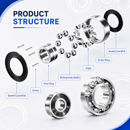 52 PCS Ball Bearings Assortment Kit, Small Deep Groove Bearing