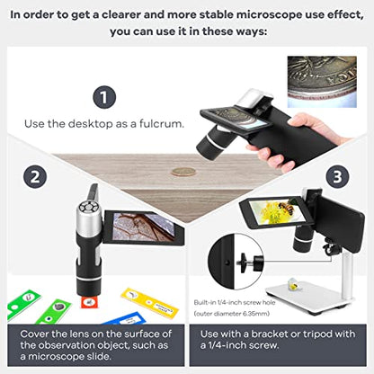 Andonstar AD203 Digital Microscope (Black+Bracket) - color: Black+Bracket