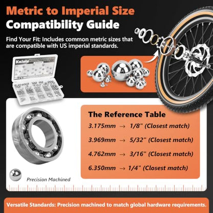 650 Pcs 304 Stainless Steel Bearing Balls Kit, 1mm-8mm Sizes - size: 650PCS 1mm-8mm
