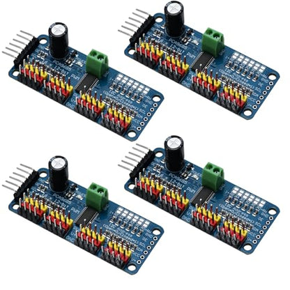 PCA9685 16 Channel 12-bit PWM Servo Motor Driver Module with I2C IIC Interface Compatible with Arduino Raspberry Pi MG90S SG90 MG995 for Robotics DIY Projects (4pcs) - color: 4pcs
