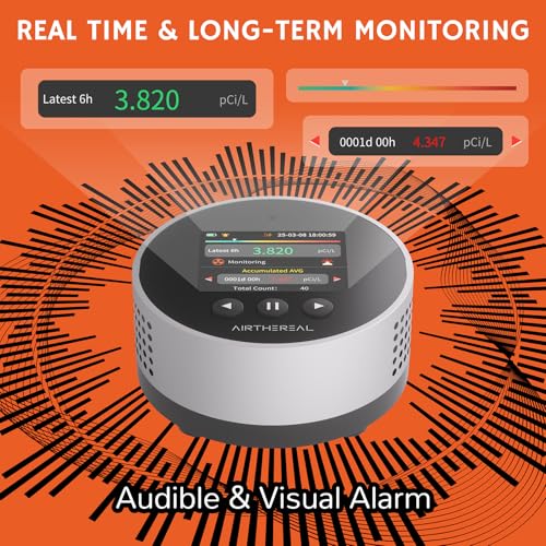 Airthereal Portable Radon Detector - 504-Day Storage, 6-Hour Results - color: Silver
