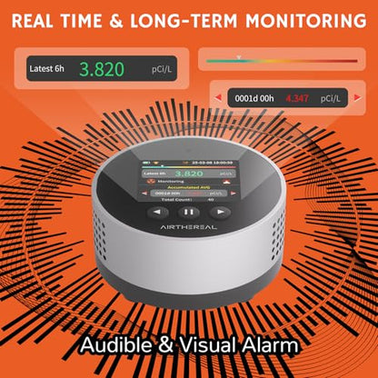 Airthereal Portable Radon Detector - 504-Day Storage, 6-Hour Results - color: Silver