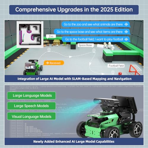 JetAcker ROS2 Robot Car with ChatGPT Large AI Models, Lidar SLAM Mapping Navigation Path Planning Autonomous Driving AI Depth Camera Voice Control ROS Education Robot, Advanced Kit & Orin Nano 8GB
