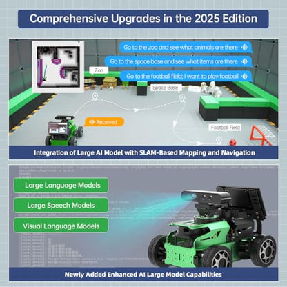 JetAcker ROS2 Robot Car with ChatGPT Large AI Models, Lidar SLAM Mapping Navigation Path Planning Autonomous Driving AI Depth Camera Voice Control ROS Education Robot, Advanced Kit & Orin Nano 8GB