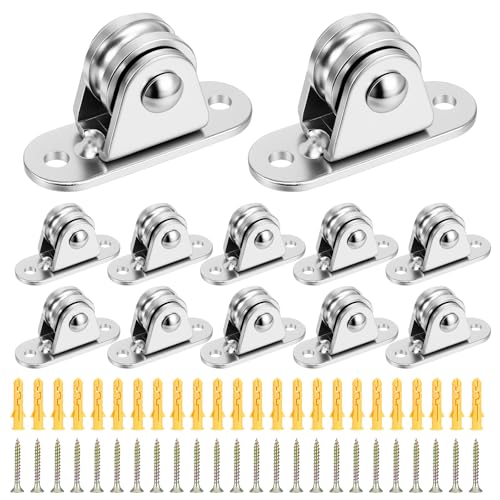 12 Pcs Small Pulley Block, Heavy Duty Silent Fixed Pulley Wheel with Screws, Loading 176LB for Rope Cord, Wall Ceiling Mount, Material Handling DIY Project