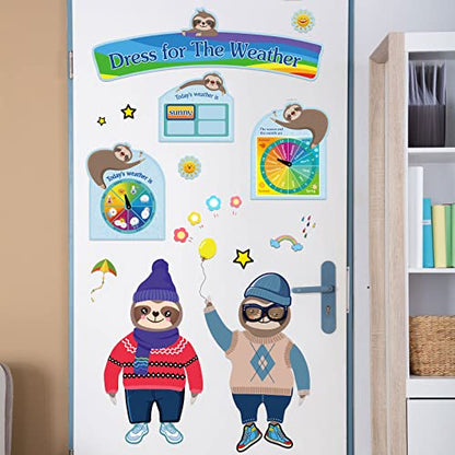 Spakon 103 Pieces Weather Chart Bulletin Board Set for Classroom Dress Weather Chart for Preschool Decoration Seasonal Bulletin Board Cutout Set for 100th Day of School Wall Decor (Cute Style) - style: Cute Style