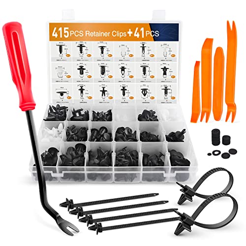GOOACC 415 Pcs Car Retainer Clips & Fastener Remover - 18 Most Popular Sizes Auto Push Pin Rivets Set -Door Trim Panel Clips for GM Ford Toyota Honda Chrysler - color: 415Pcs Clips +41 Remover