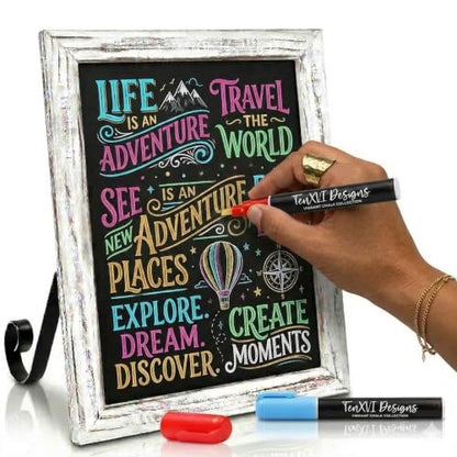 3 Sizes/3 Colors - Small Tabletop Chalkboard Sign with Stand - color: White, size: 11"W x 13"H