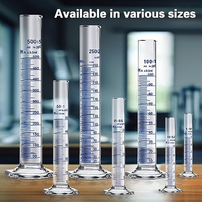 Thick Glass Graduated Cylinder Measuring Liquid Lab Hexagon Base Cylinders Come with One Glass Dropper (Glass, 10ML) - size: 10ml