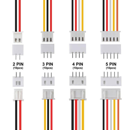 ACEIRMC 40Pairs JST-XH Connector Kit, XH 2.54mm 2/3/4/5 Pin Header Male and Female Connectors Plug Adapter with Flat Wire Cable 200mm 26AWG Compatible with JST XH (2/3/4/5P/Set) - color: 2/3/4/5P/Set