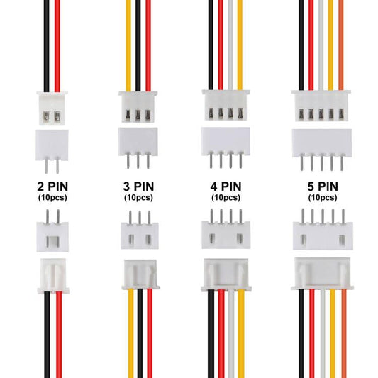 ACEIRMC 40Pairs JST-XH Connector Kit, XH 2.54mm 2/3/4/5 Pin Header Male and Female Connectors Plug Adapter with Flat Wire Cable 200mm 26AWG Compatible with JST XH (2/3/4/5P/Set) - color: 2/3/4/5P/Set