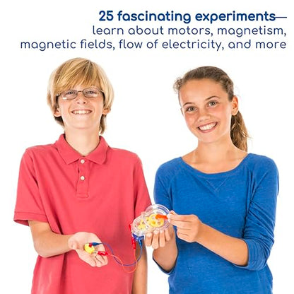 Thames & Kosmos Motors & Generators Science Kit | 25 Guided STEM Experiment Lessons | 48 Page Color Student Guide | Grades 3-6 | Ages 8+ | Play & Learn | Parents' Choice Silver Award Winner