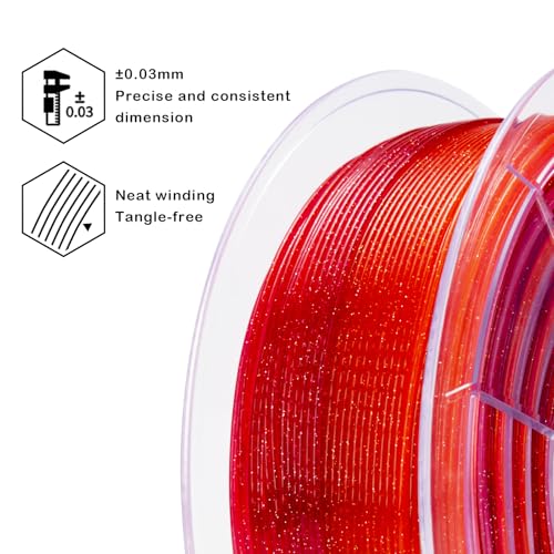 ZIRO 3D Printer Filament, Fast Color Change Twinkle Effect 2.2lbs, Rose - color: Rose