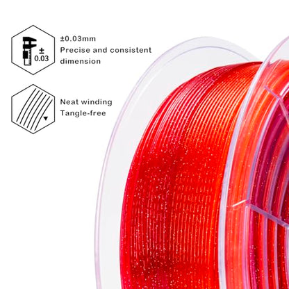 ZIRO 3D Printer Filament, Fast Color Change Twinkle Effect 2.2lbs, Rose - color: Rose