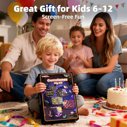 GobiDex Gemstones Dig Kit for Kids Ages 6-12, Excavate 16 Real Gemstones