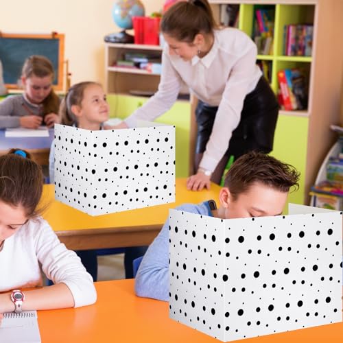 24 Pcs Privacy Folders for Students Testing, Black Dots, Black White - color: Black White, style: Black Dots