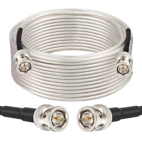 XRDS -RF SDI Cable 50FT, Flexible 3G/6G HD-SDI Cables, 75 Ohm RG179 Extension Cable with Heavy Duty BNC to BNC Male Connector for Surveillance Camera System Cables CCTV/DVR/TV - color: Silver, size: 50 FT