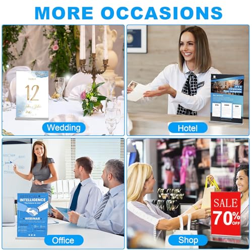 EHWINE Acrylic Sign Holder 8.5 x 11, 18 Pack Double-Sided Stand up Table Top Sign Holders, Clear Acrylic Picture Frame Menu Flyer Paper Holder Display Stand for Office Business Store Wedding Party - size: Vertical 18 Pack 8.5x11 Inch