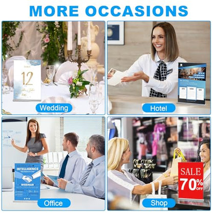 EHWINE Acrylic Sign Holder 8.5 x 11, 18 Pack Double-Sided Stand up Table Top Sign Holders, Clear Acrylic Picture Frame Menu Flyer Paper Holder Display Stand for Office Business Store Wedding Party - size: Vertical 18 Pack 8.5x11 Inch