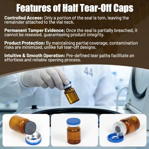 100 Pack 3ml Amber Glass Vials with Caps – 1 Dram Lab Headspace Vials - color: Amber Vial Blue Cap, size: 3ml-20mm