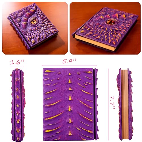 3D Dragon Eye Embossed Journal,Resin Engraving Notebook,Dnd notebook for Dragon Lovers ，Blank Paper,Hardcover Travel Notepad for Writing,Sketchbook,Collection,Gift,Decoration A4 and A5 Size - color: A5-Purple