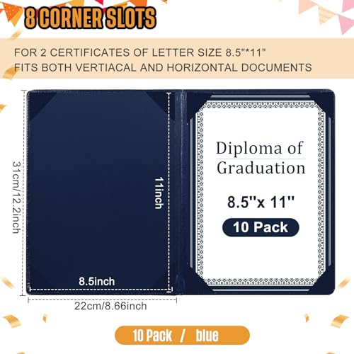 Tenare PU Leather Certificate Cover Diploma Folder Holder - color: Blue